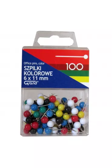 Grand Szpilki kolorowe 6x11mm 100 szt.