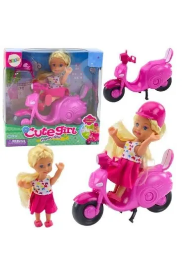 Zestaw mini lalka skuter kask r�owy LeanToys
