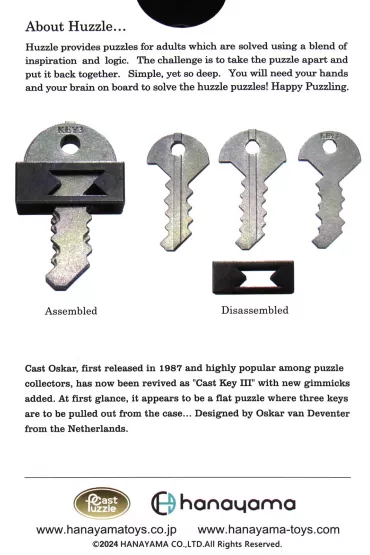 �amig��wka Huzzle Cast Key III poziom 6/6 Hanayama - Oskar Van  Deventer