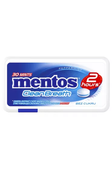 Mentos CleanBreath Peppermint Od�wie�aj�ce pastylki bez dodatku cukru 21 g