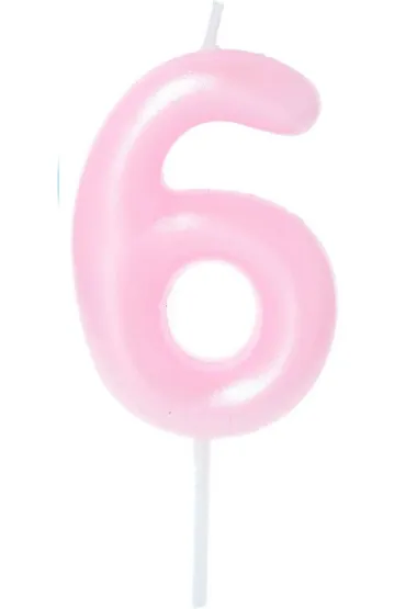�wieczka na tort - cyferka Candy 6 r�owa 6cm