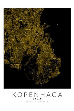Kopenhaga zota mapa. Plakat 59,4x84,1 cm