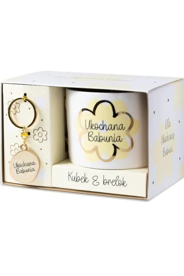 Be-Happy Gifts Zestaw Kubek+brelok dla Babci -Ukochana Babunia