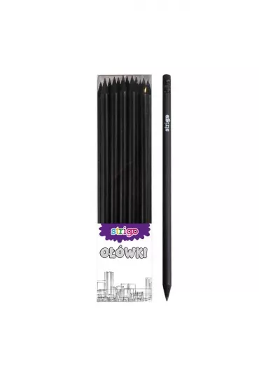 Pilot O��wek z czarnego drewna z gumk� HB 36 szt.