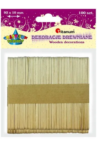 Titanum Drewniane patyczki naturalne proste 93 x 10 mm