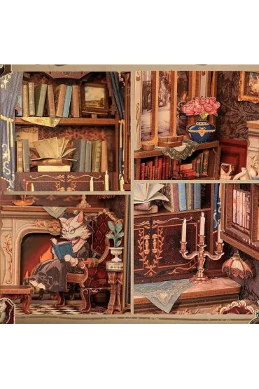 Puzzle Miniaturowy domek mini Book Nook Salonik Hrabiego Kota Habarri