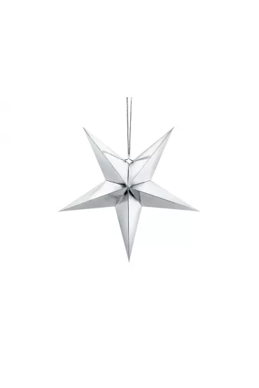 PartyDeco Gwiazda papierowa srebrna 45cm