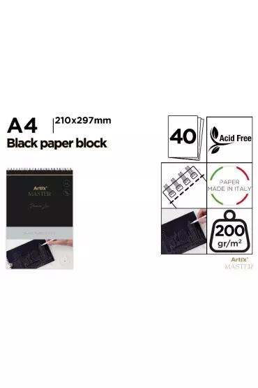 Artix Blok kre�larski A4/40K czarny 200g