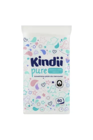 Kindii Pure P�atki bawe�niane kosmetyczne dla niemowl�t 60 szt.