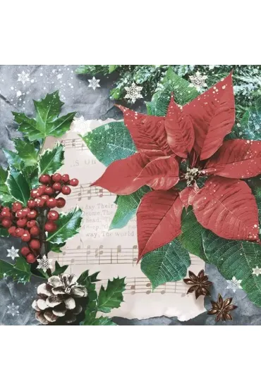 Serwetki Lunch Maki BN - Festive Poinsettia with Hollyberry SLGW027301 20 szt.