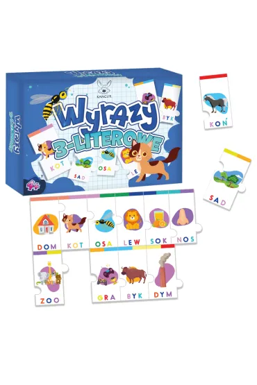 Wyrazy 3-literowe. Puzzle Kangur