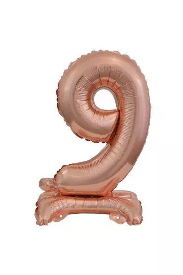 Amscan Balon foliowy mini cyfra 9 na stojaku r�owe z�oto