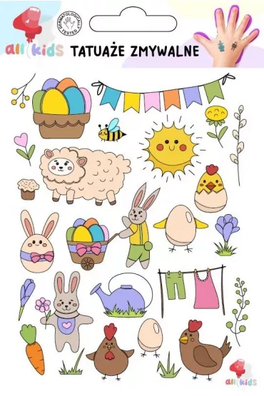 Tatua�e zmywalne dla dzieci Wielkanoc 2 All4Kids