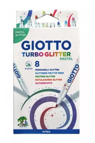 Giotto Flamastry Turbo Glitter brokatowo-pastelowe 8 szt.
