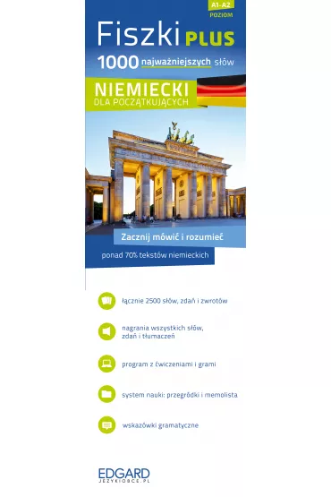 Fiszki plus. Niemiecki dla pocz�tkuj�cych. 1000 najwa�niejszych s��w. Poziom A1-A2
