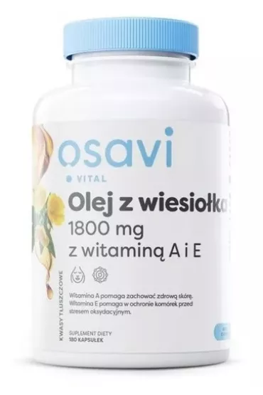 Osavi Olej z wiesioka 600 mg z wit. A i E Suplement diety 180 kaps.