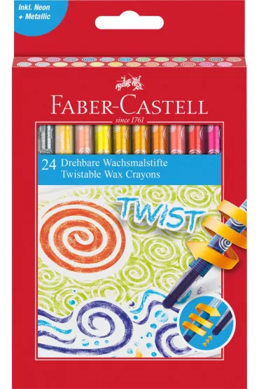 Kredki woskowe wykr�cane 24 szt FABER CASTELL