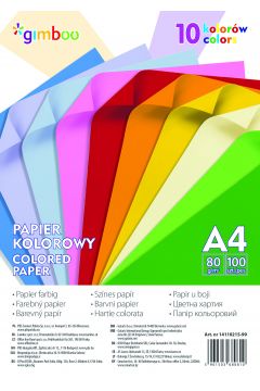 Papier kolorowy neonowy Gimboo A4 10 kolorw 100 kartek