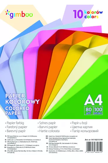 Gimboo Papier kolorowy neonowy A4 10 kolor�w 100 kartek