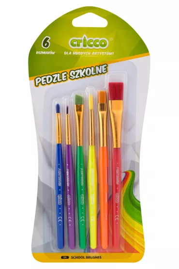 Cricco P�dzelki szkolne kolorowe 6 szt.