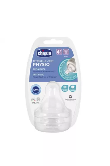 Chicco Physio Smoczek antykolkowy na butelk� przep�yw szybki 4 m+ 2 szt.