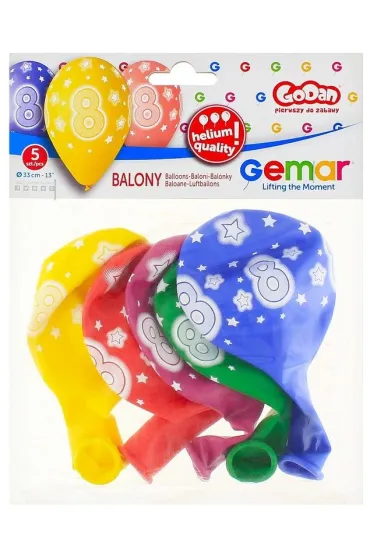 Godan Balony Premium Hel z nadrukiem 8 13" 5 szt.