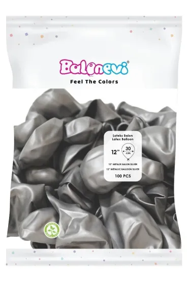 GoParty Balony lateksowe Metallic srebrne 25cm 100 szt