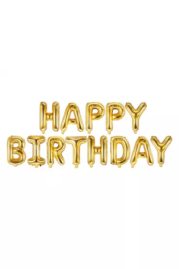 PartyDeco Balon foliowy Happy Birthday z�oty 340x35cm