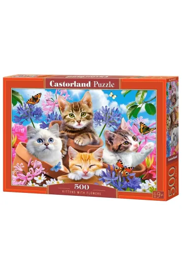 Puzzle 500 el. Kittens with Flowers Castorland