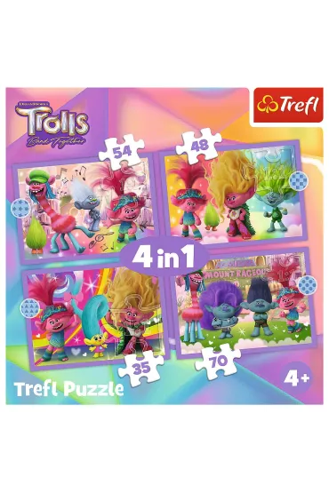 Puzzle 4w1 - Przygody kolorowych Trolli (35+48+54+70 el.) Trefl
