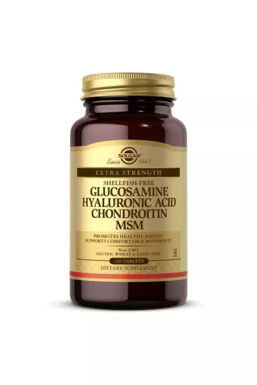 Solgar Glukozamina, Kwas hialuronowy, Chondroityna i MSM Suplement diety 120 tab.