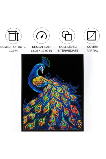 Diamond Dotz Haft diamentowy - Adults Flocked Neon Peacock 35.5x45.7cm