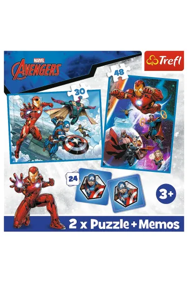 Puzzle + Memos 2w1 (24+30+48 el.) Bohaterowie w akcji Trefl