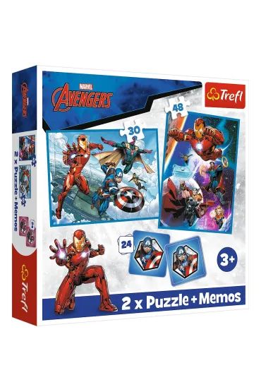 Puzzle + Memos 2w1 (24+30+48 el.) Bohaterowie w akcji Trefl