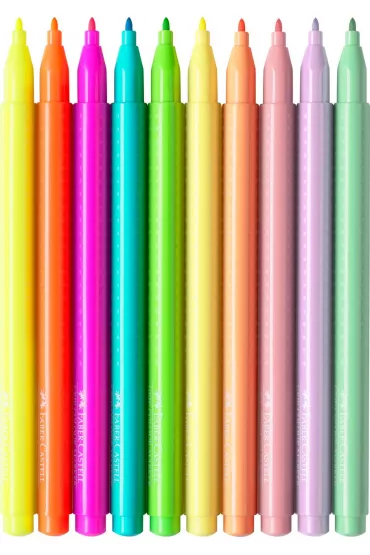 Faber-Castell Flamastry Grip neonowe i pastelowe w etui 10 szt.