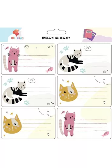 All4Kids Naklejki na zeszyty Kotki