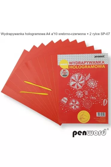 Wydrapywanka hologramowa A4 srebrno-czerwona Penword