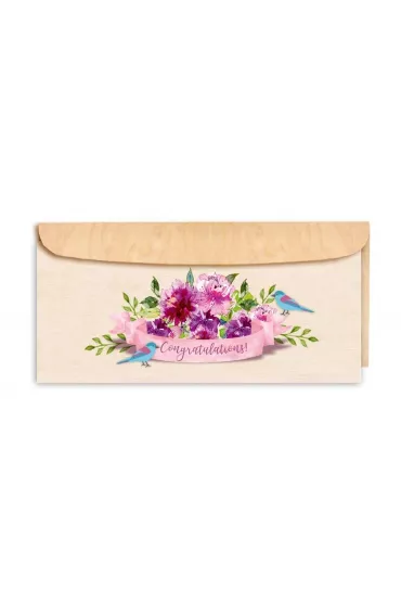 Cozywood Karnet drewniany DL z drewnian� kopert� Gratulacje