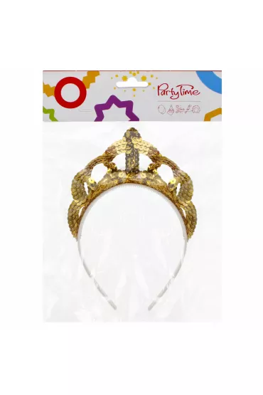 Arpex Ozdoba karnawa�owa Tiara w cekiny z�ota