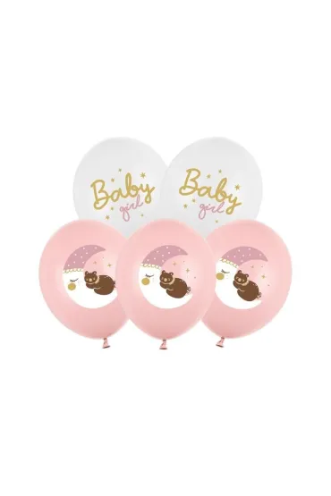 PartyDeco Balony Strong Pastel Baby girl mix 30cm