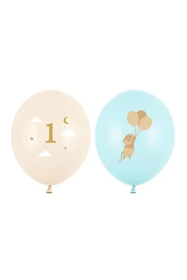 PartyDeco Balony Myszki z cyferk� 1 Light Blue 30cm 50 szt