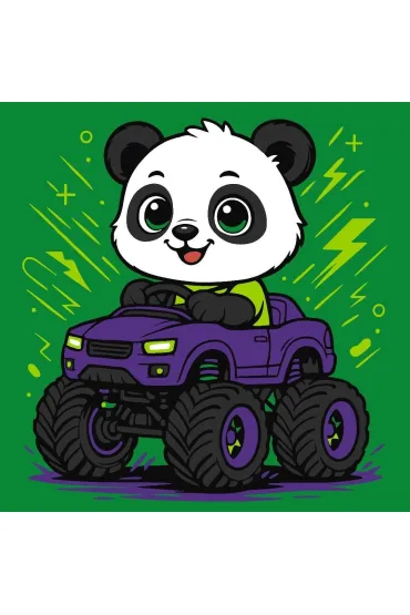 Malowanie po numerach - Panda w samochodzie Kids Ideyka