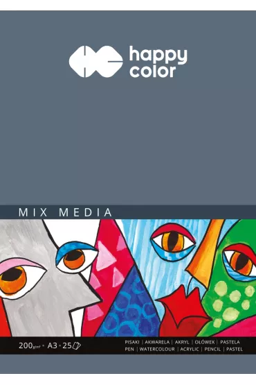 Happy Color Blok MIX MEDIA, ART, bia�y, A3, 200g, 25 arkuszy
