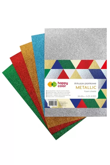 Happy Color Arkusze piankowe MIX METALLIC, 5 kolor�w, A4, 5 arkuszy