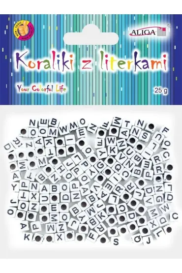 Aliga Koraliki plastikowe z literkami 6x6mm 25g