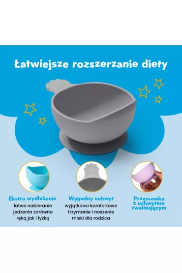Nana`s Manners Etap 1, Miska silikonowa z przyssawk� i uchwytem, szara