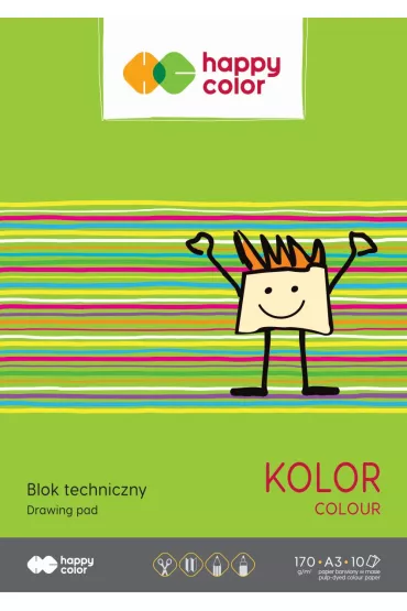 Happy Color Blok techniczny, kolorowy, A3, 170g, 10 arkuszy - blok