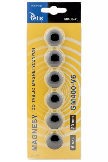Tetis Magnesy do tablic GM400-V6 czarne 6 szt.