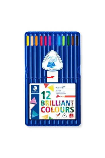 Staedtler Kredki o��wkowe ergosoft, tr�jk�tne, 12 kolor�w, w etui