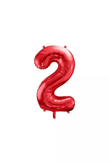 PartyDeco Balon foliowy 2 czerwony 86cm